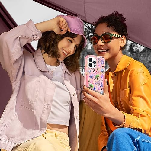 Miniatura 6 de Lupct Funda resistente para iPhone 15 Pro para niñas, niños y mujeres, linda caricatura, dura, triple capa, militar, funda protectora para Apple