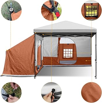 Canopy Tent(White)+ KAMPKEEPER Side Tent (Orange)