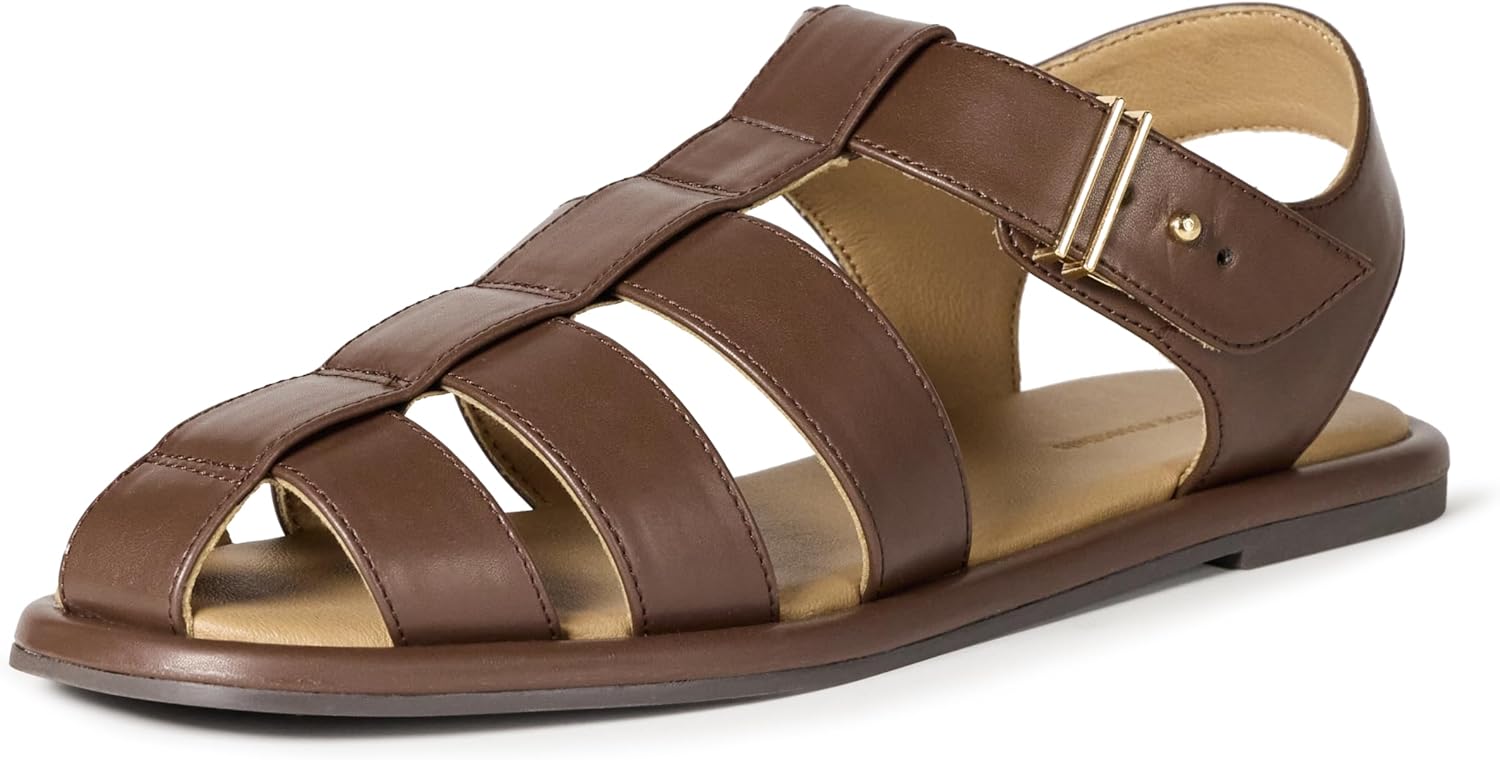 Amazon Essentials womens Closed Toe Fisherman Sandals 9 Brown