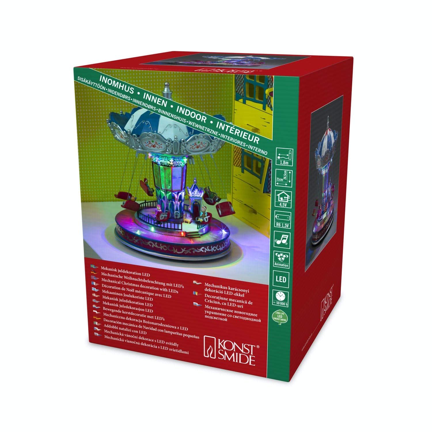 Konstsmide 3443-000EE - Figura decorativa (LED, diseño de carrusel, 8 luces blancas)