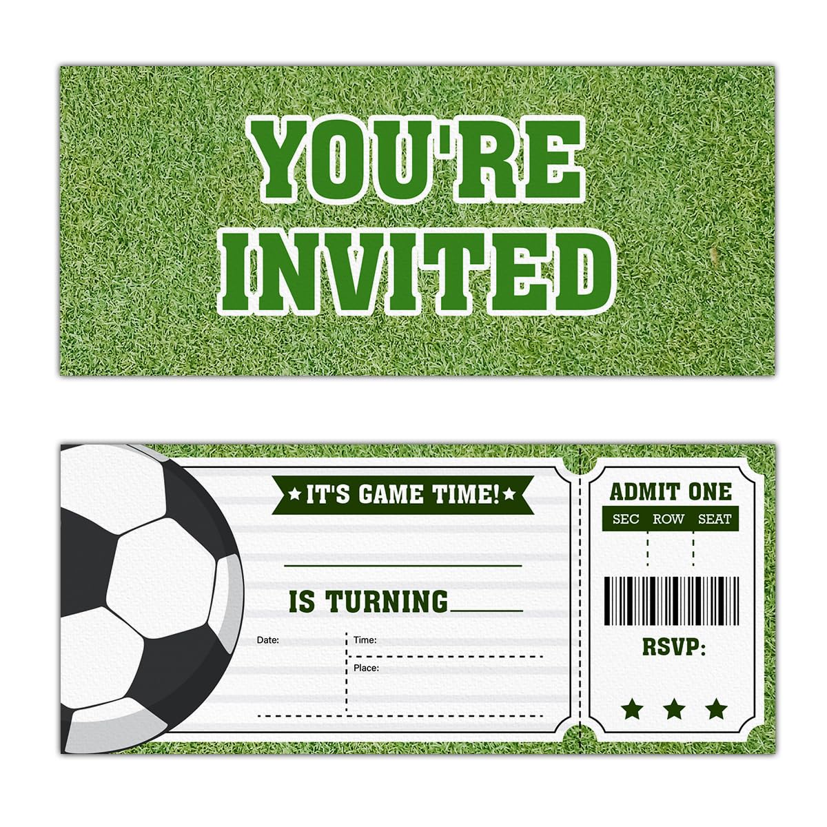 Qlnuk Soccer Birthday Invitations Soccer Ticket Invitations, Set of 20 Invites with Envelopes
