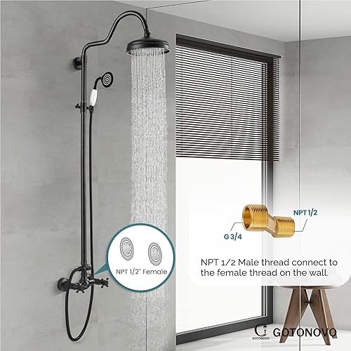 Miniatura 2 de gotonovo Juego de grifo de ducha expuesto de lujo, sistema de ducha de baño de 8 pulgadas, montaje en pared, cabezal de ducha de lluvia con rociador