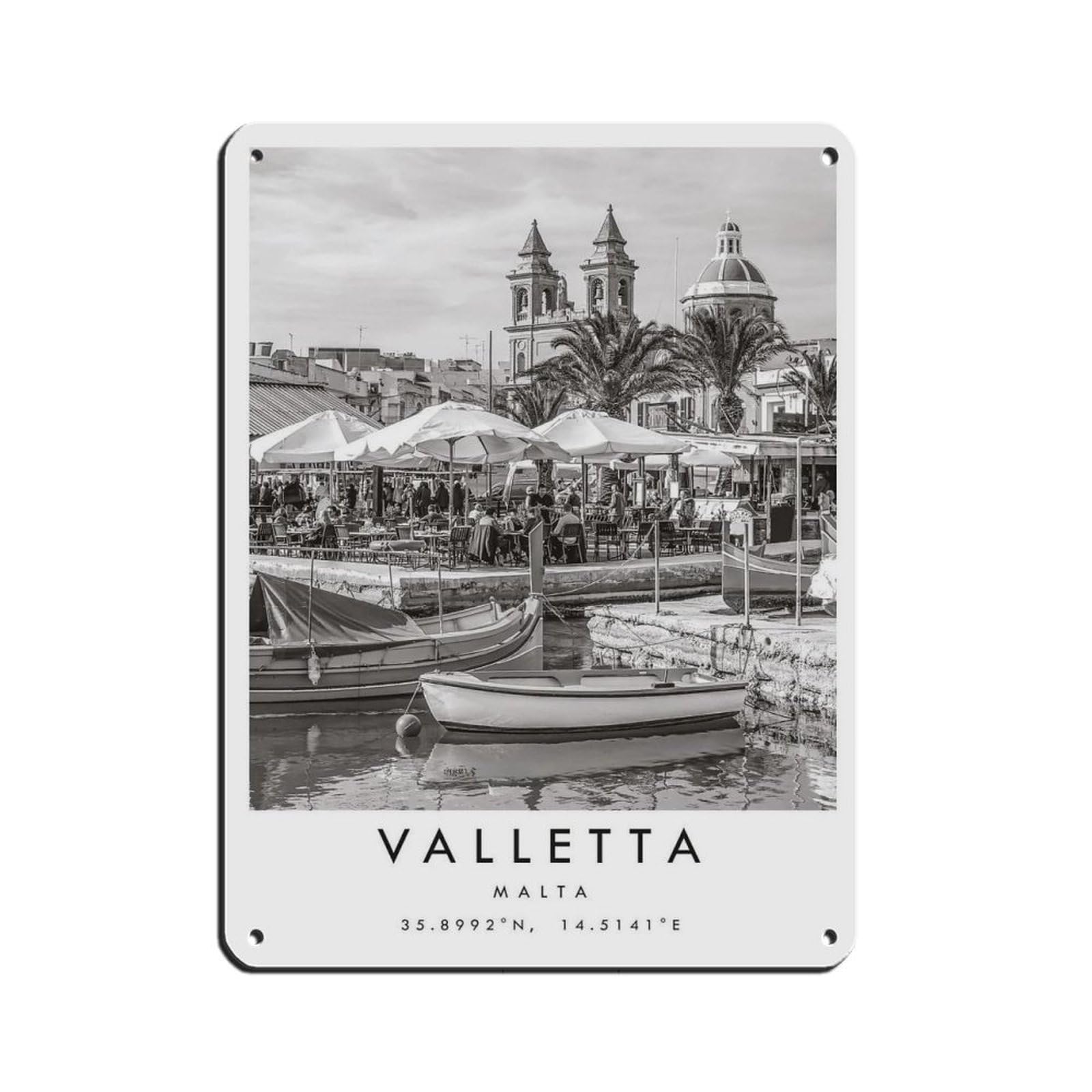 Valletta Travel, Malta Poster (2) Retro Poster Metal Tin Sign Chic Art Retro Iron Painting Bar People Cave Cafe Family Garage Poster Wall Decoration 12x16inch(30x40cm)