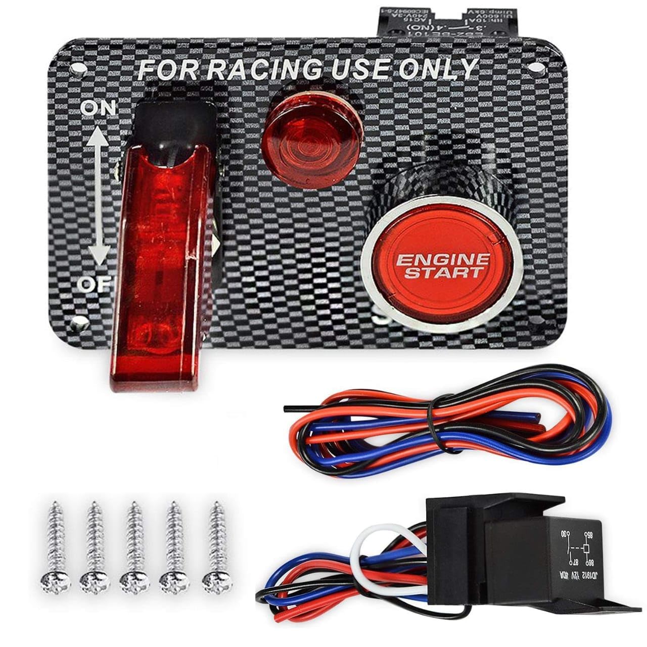 12V Racing Style Car Ignition Switch Panel With Push Button Engine Start and Toggle Switch Kit, 2PIN-image-43