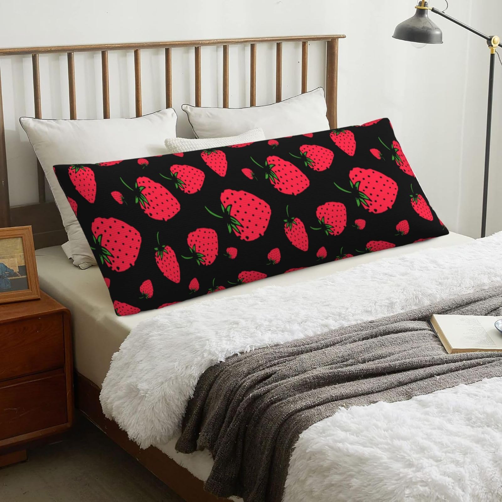 Strawberry Strawberry, Body Pillow Cover with Zipper,Long Body Pillowcase 20 x 60 in