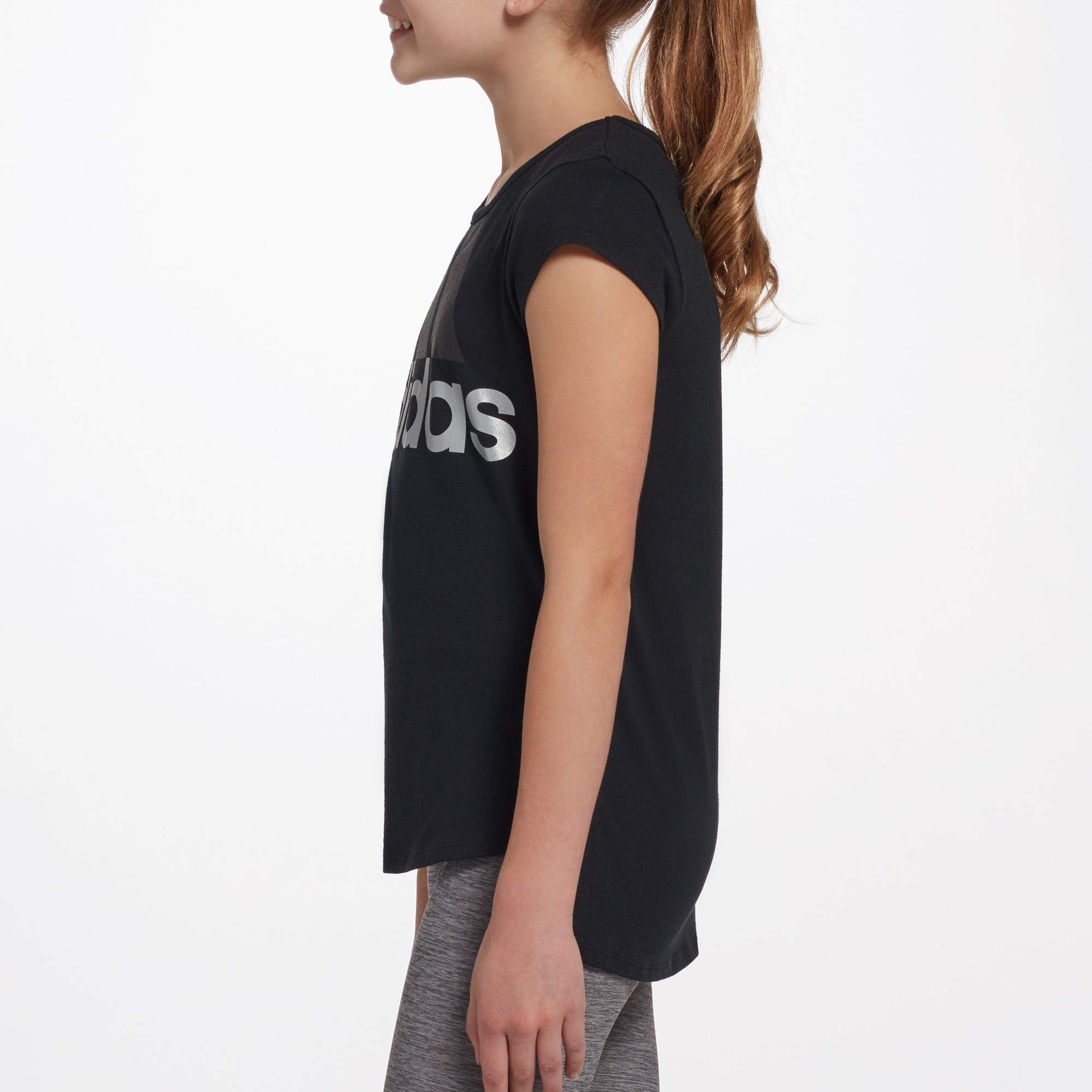 adidas Girls Badge of Sport T-Shirt (Adi Black, XS)