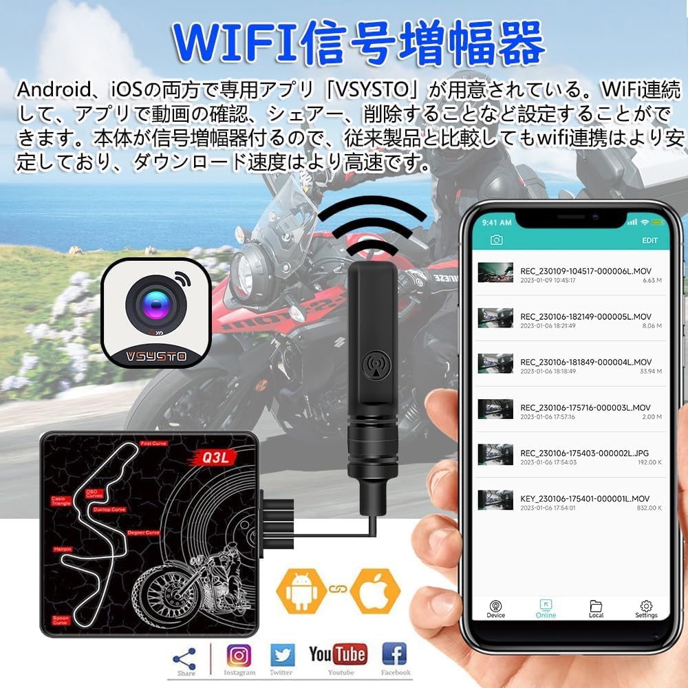 VSYSTO バイク用 ドライブレコーダー 前後カメラ 防水 1080P Amazon.co.jp: VSYSTO バイク用ドライブレコーダー 前後カメラ