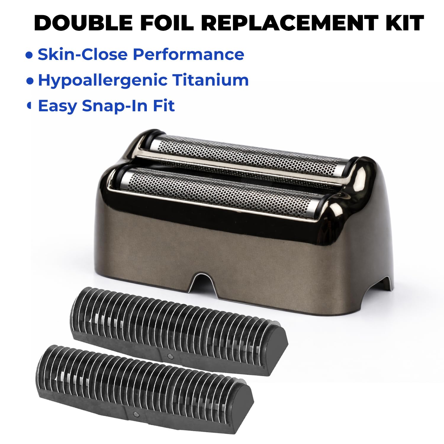 Replacement Foil and Cutter for BaBylissPRO UV Double Foil Shavers - Hypoallergenic Extra-close Shaver Replacement Head,for use with UV Foil Shavers ONLY (Matte Black 2 Pack（FXLRF2MB）)