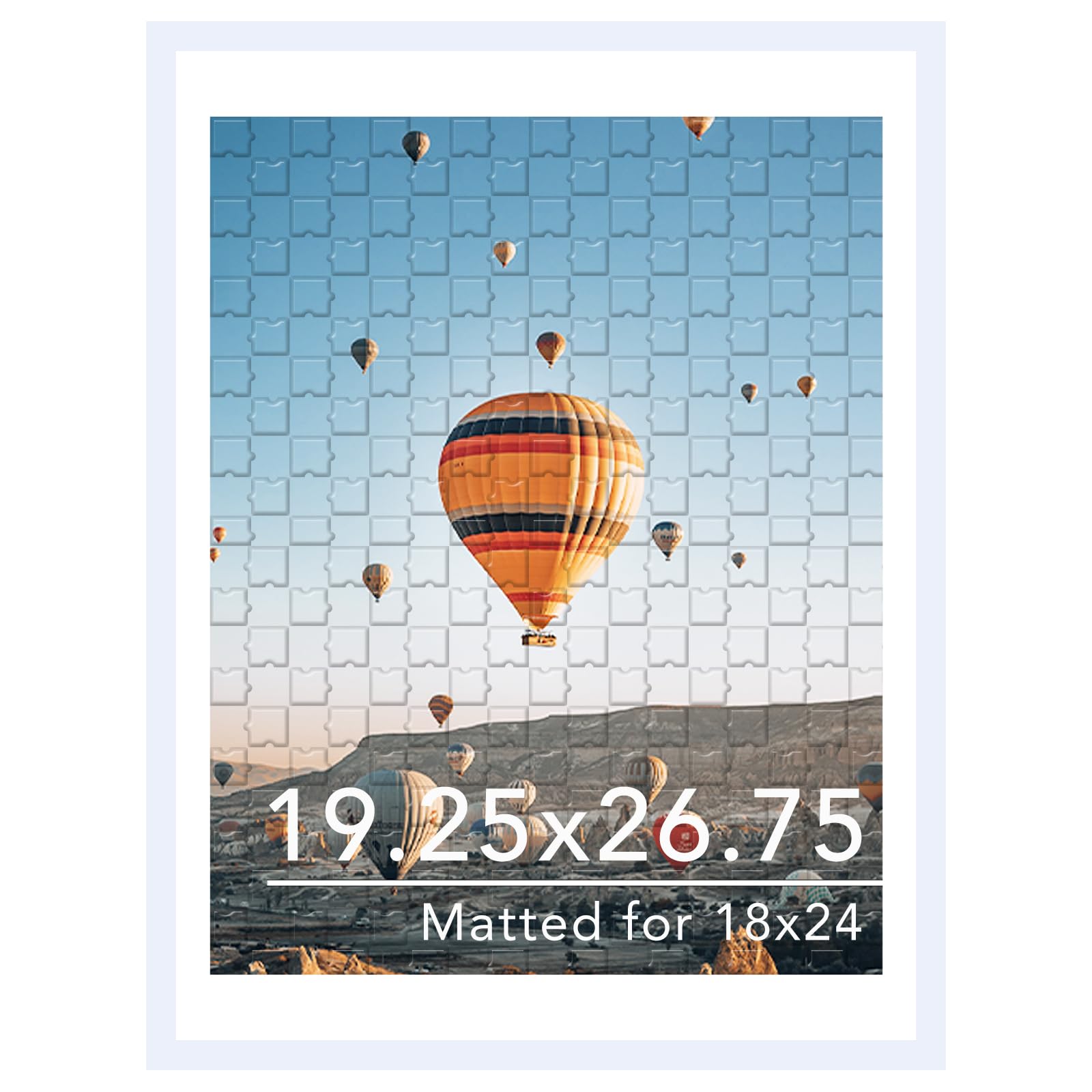JCJMY 19.25x26.75 Puzzles Frame White, Display 18x24 with Mat or 19.25 x 26.75 without, Wall Hanging 19.25 by 26.75 Picture Frame for Poster Photo Canvas Picture Puzzles, White