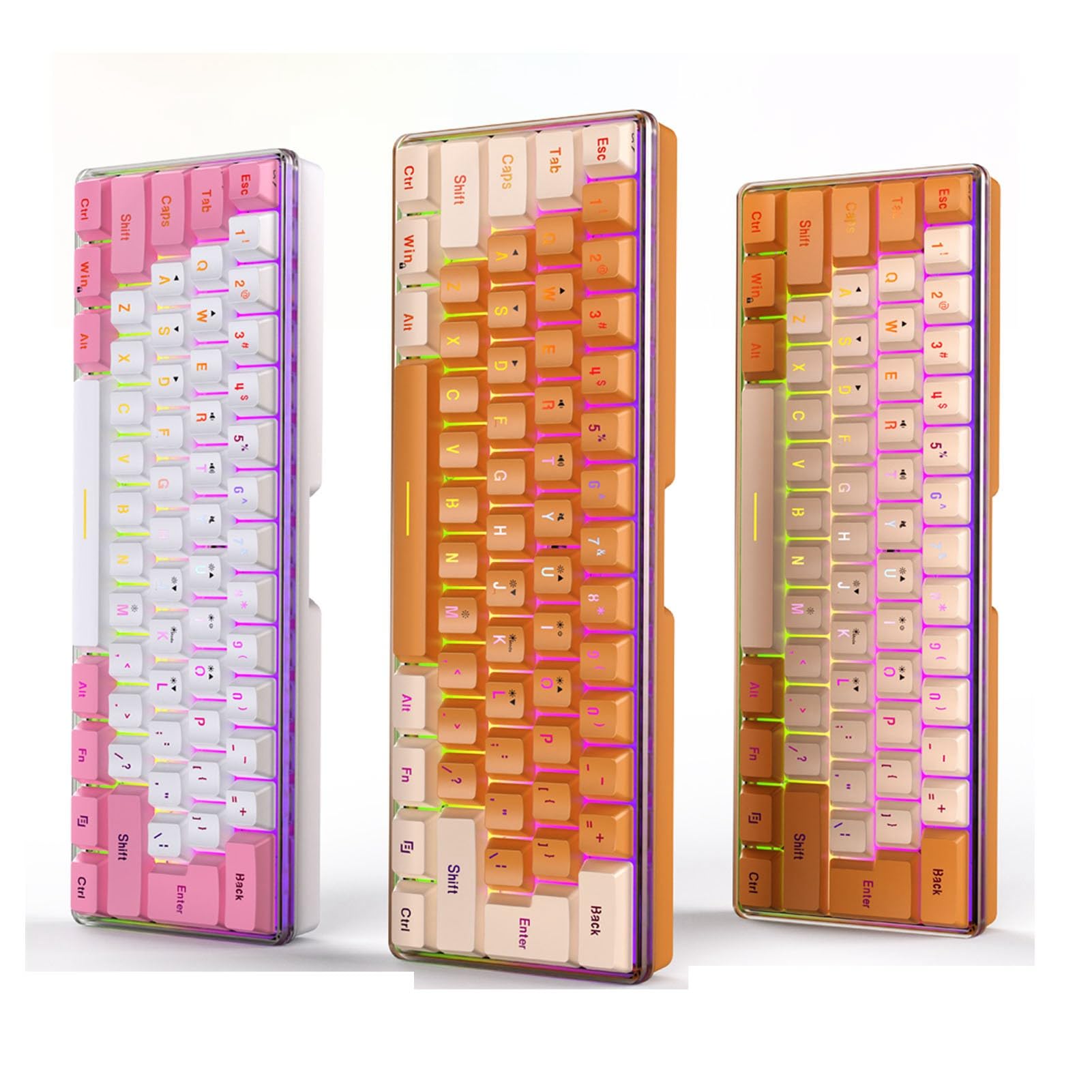 Amazon | ホワイト 60% 有線ゲーミングキーボード、RGB ミニゲーム 