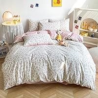 Vista 357 de 3 piezas de juego de funda de edredón tamaño individual XL, funda de edredón blanca con estampado floral azul, ropa de cama coquette de algodón