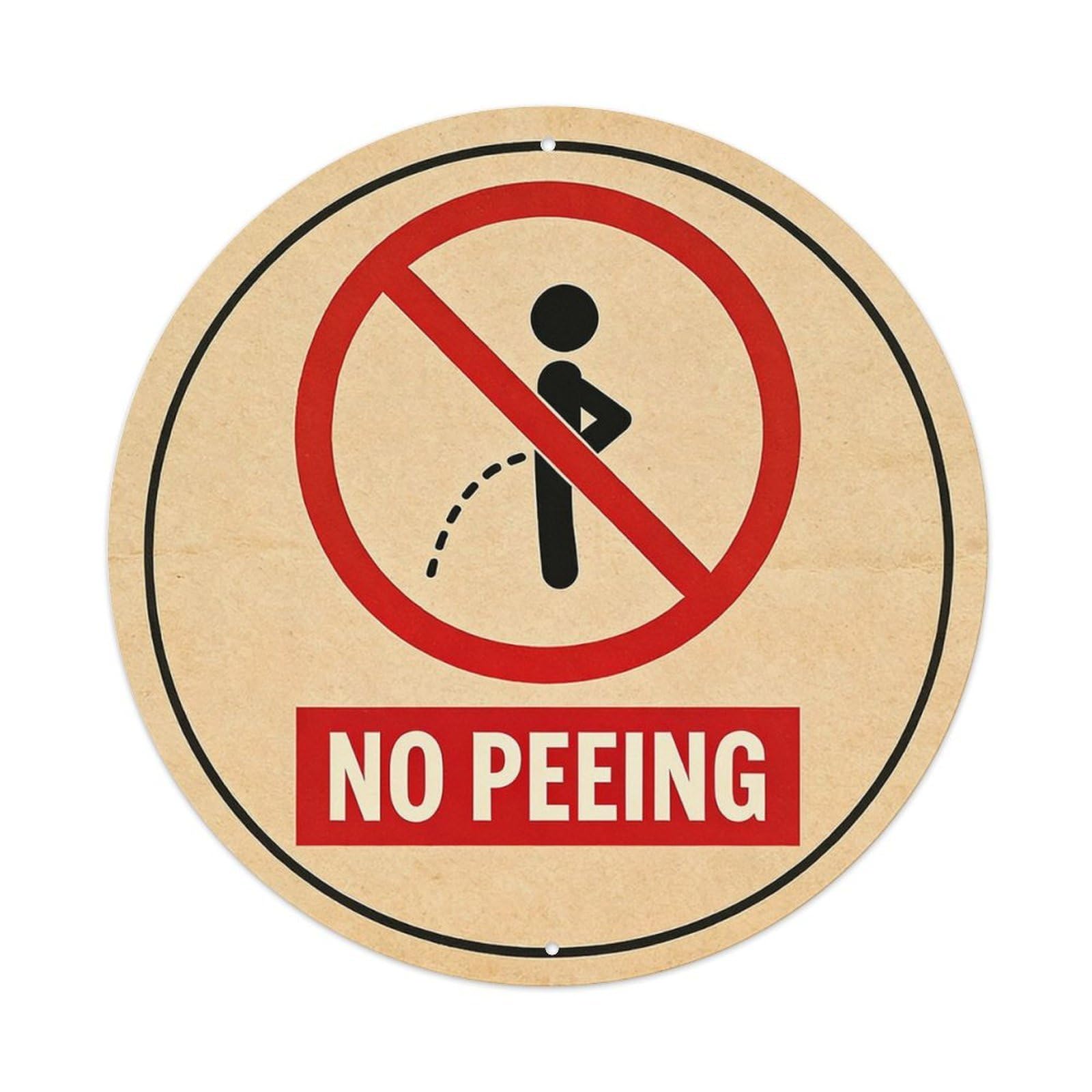 No Peeing Sign Pattern Print Tin Sign Metal Poster Vintage Metal Signs for Home Man Cave Bar Cafe Kitchen laundry room Wall Decorations 8x8 inches