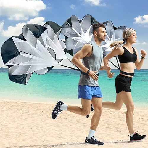 Miniatura 7 de BULLETSHAKER Paracaídas doble XL para entrenamiento de velocidad, paracaídas de entrenamiento de velocidad de 56 pulgadas, paquete de 2,