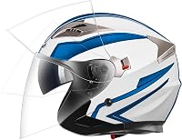 YEMA YM-627 Vintage Nyitott Bukósisak Motorkerékpárhoz és Robogóhoz - Dupla Napellenzős, ECE Tanúsított, Fekete-Zöld, Unisex 8