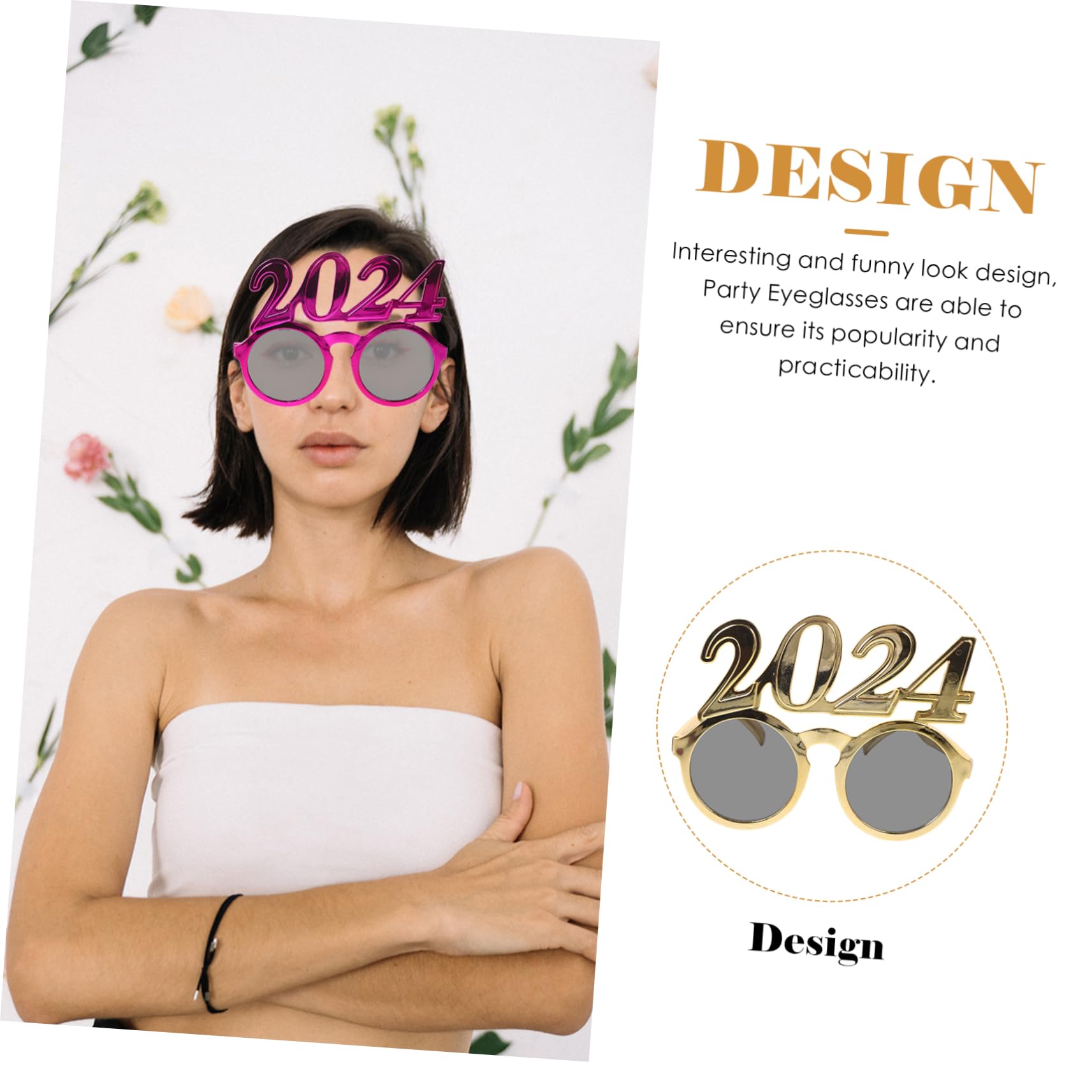 BRIGHTFUFU 2024 Party Eyeglasses Props Funny Glasses for Photo Booth Nye Accessory