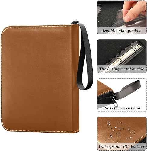 Miniatura 4 de Saddle Brown - Fundas para tarjetas coleccionables para carpeta de 3 anillas, álbum de tarjetas con 400 ranuras, ideal para varias tarjetas de juego