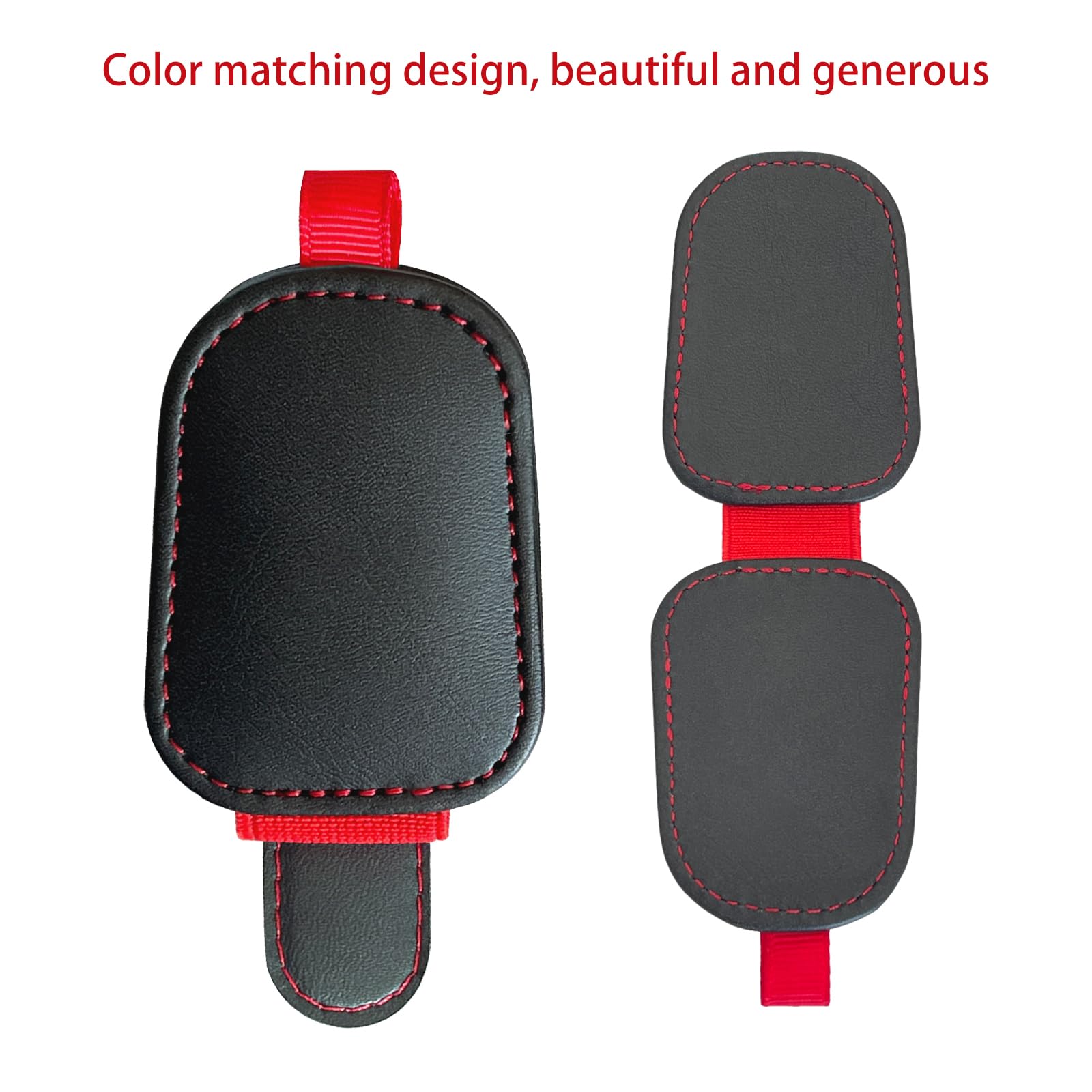 Paquete de 2 soportes para gafas de sol para visera de coche, clip magnético de cuero, aplicable a la mayoría de lentes, billetes, notas y tarjetas no magnéticas, etc. (negro)