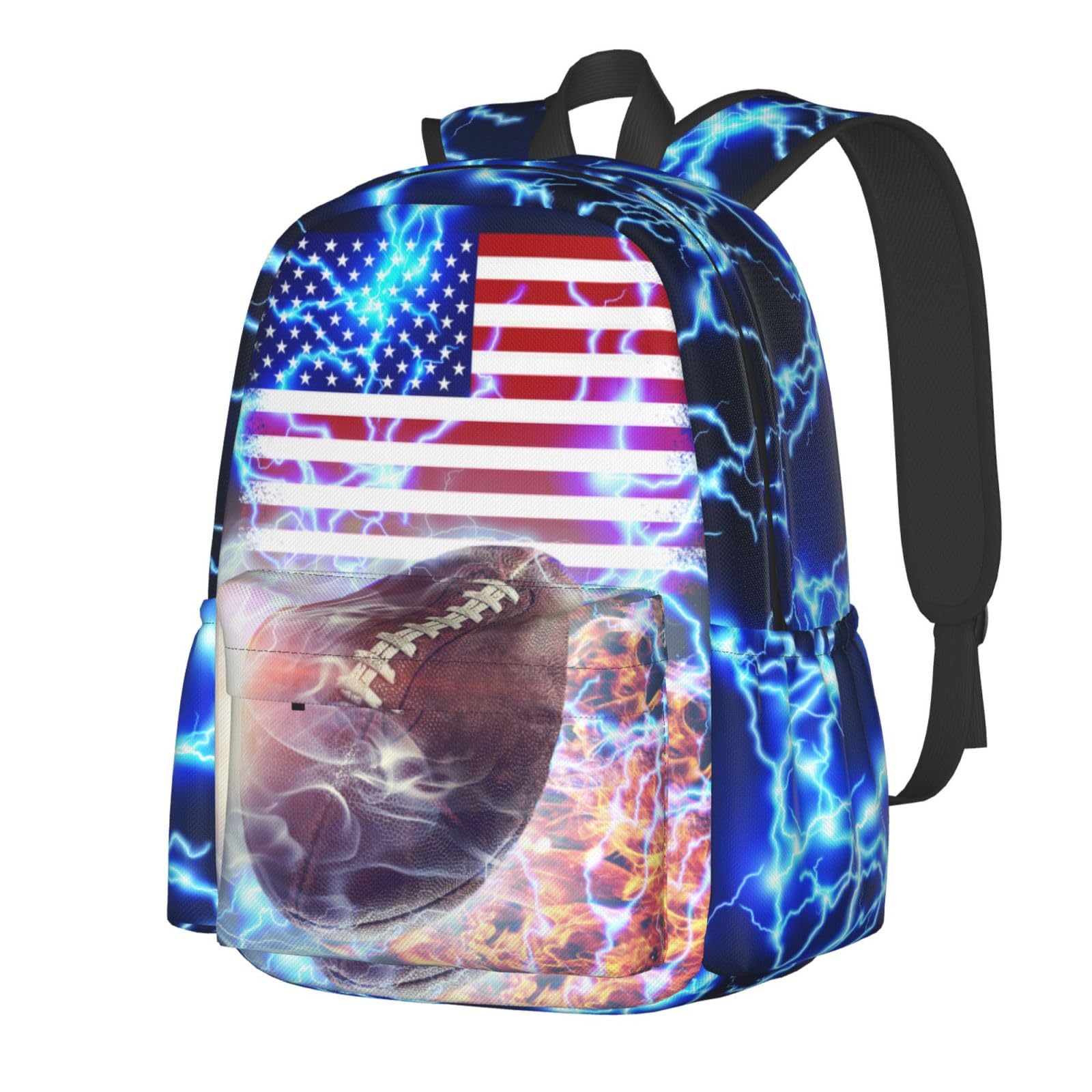 Football American Flag Backpack Bookbag Laptop Backpacks Multipurpose Daypack for Boys Girls School Men Women Travel Hiking