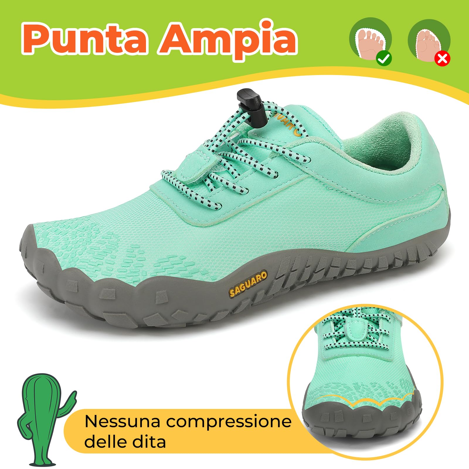 SAGUARO Barefoot Shoes Bambini Traspiranti Scarpe Barefoot Ragazzi Ragazze Scarpe Minimaliste Gr.24-36