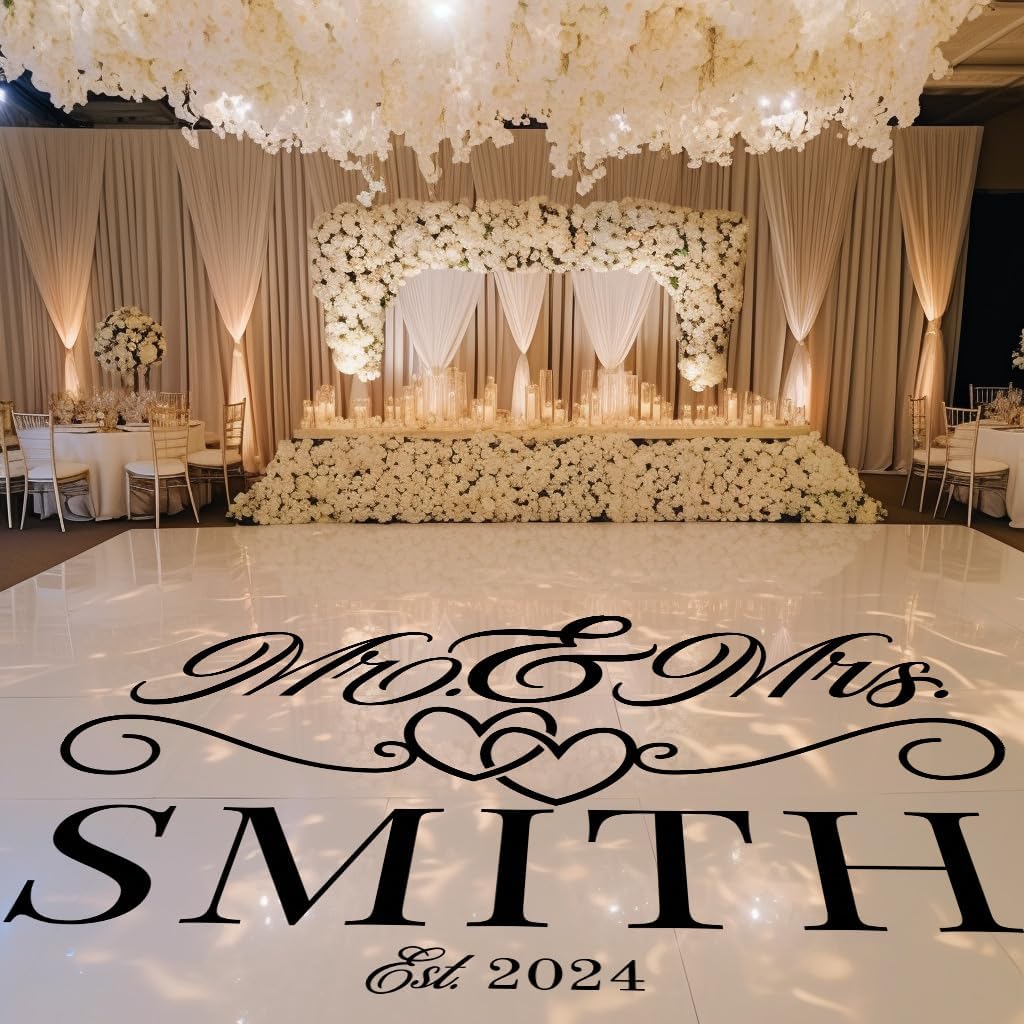 Mr and Mrs Spilt Monogram Decal - Personalized Lettering Wedding Decal for Dance Floor or Reception - Rustic Style Decor Wedding Decorations, Anniversary Decor