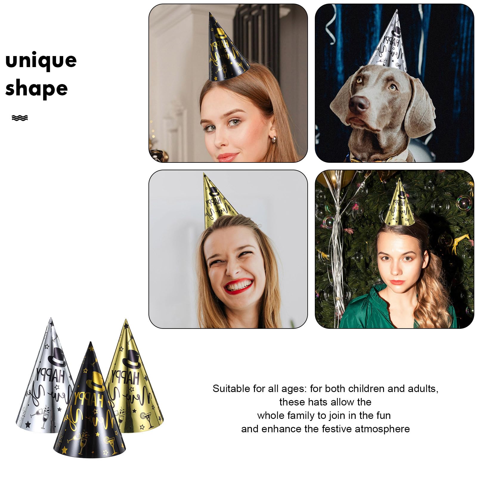 30 pezzi Cappelli Cono per Festa di Capodanno e Colorata Adatti per Adulti Decorazioni Festive per Capodanno