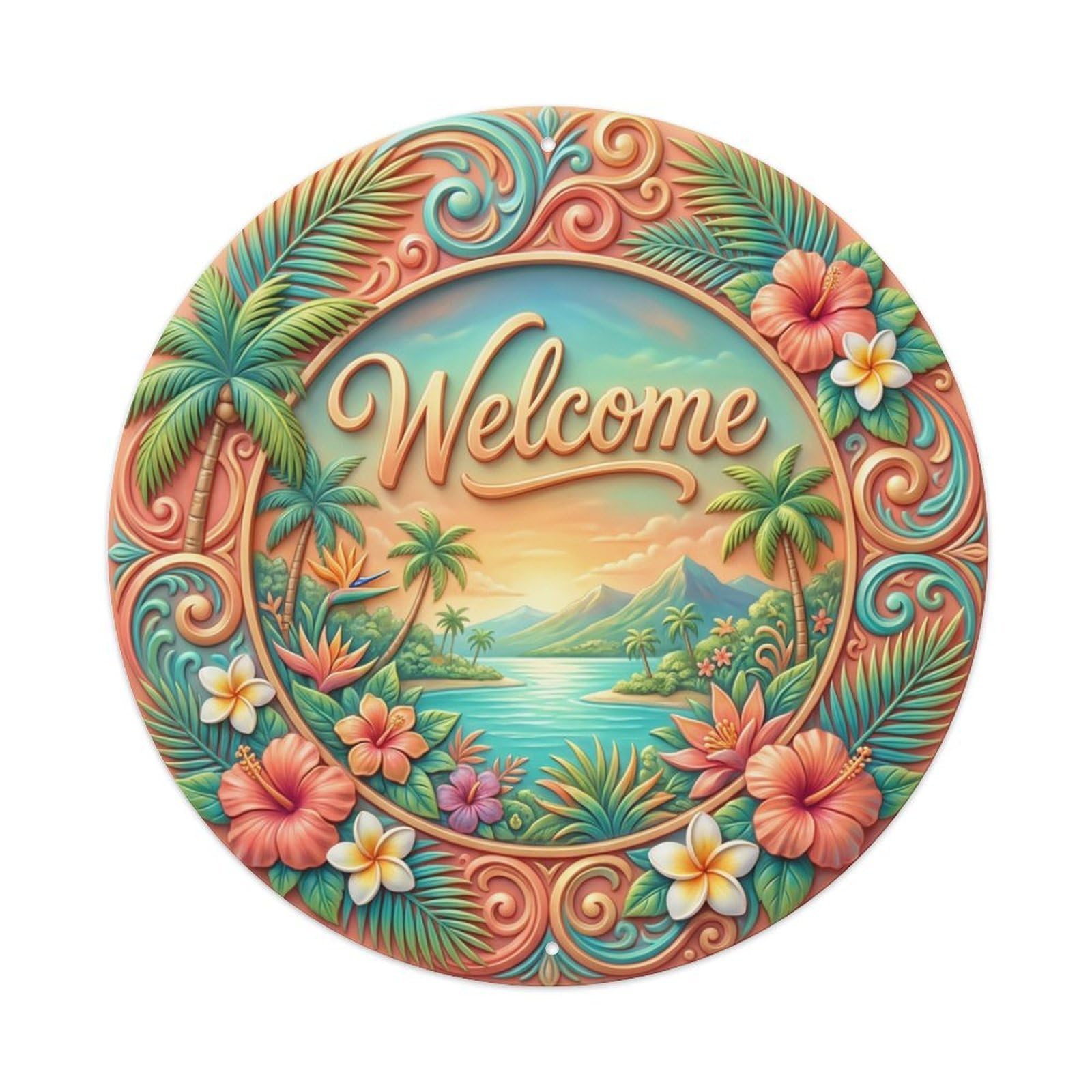 Metal Tin Sign Tropical Inspiration Welcome Creative Paradise