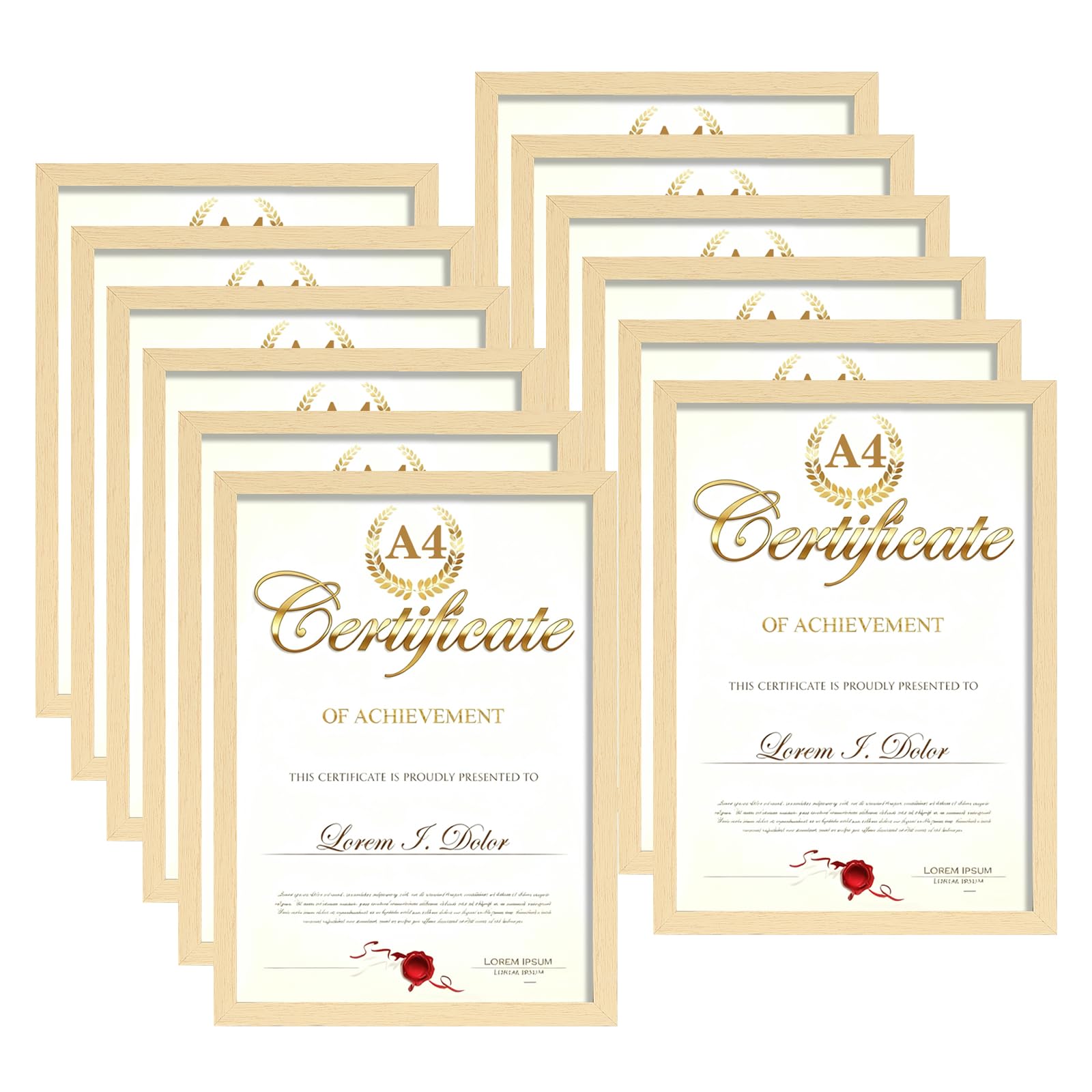 A4 Photo Frames 12 Pack, Tabletop or Wall Mount, Wood Color