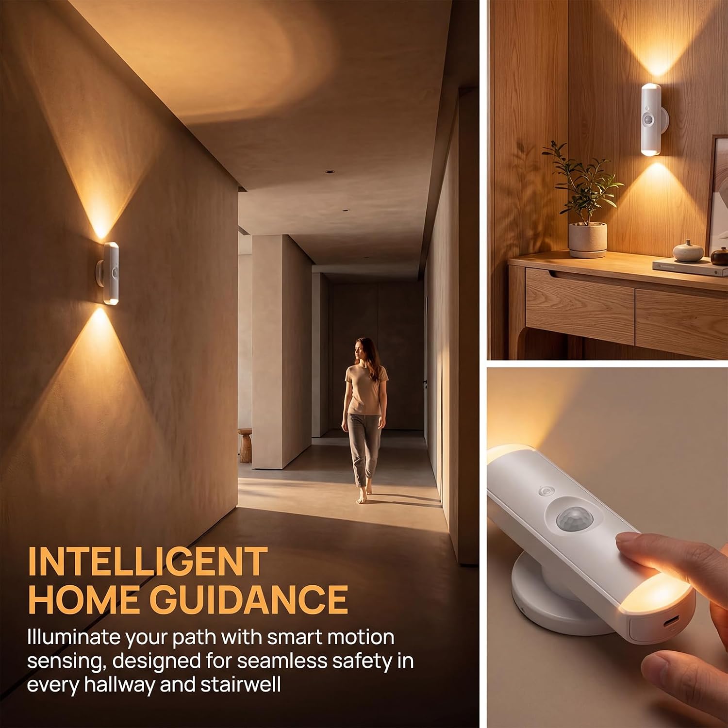 2026 New Rechargeable Smart LED Motion Sensor Ambient Light, 7 Colors Wireless Magnetic Wall Sconces, Stick on Night Light for Stairs, Hallway, Bedroom, Cabinet, Motion Sensor Light Indoor (6PCS)