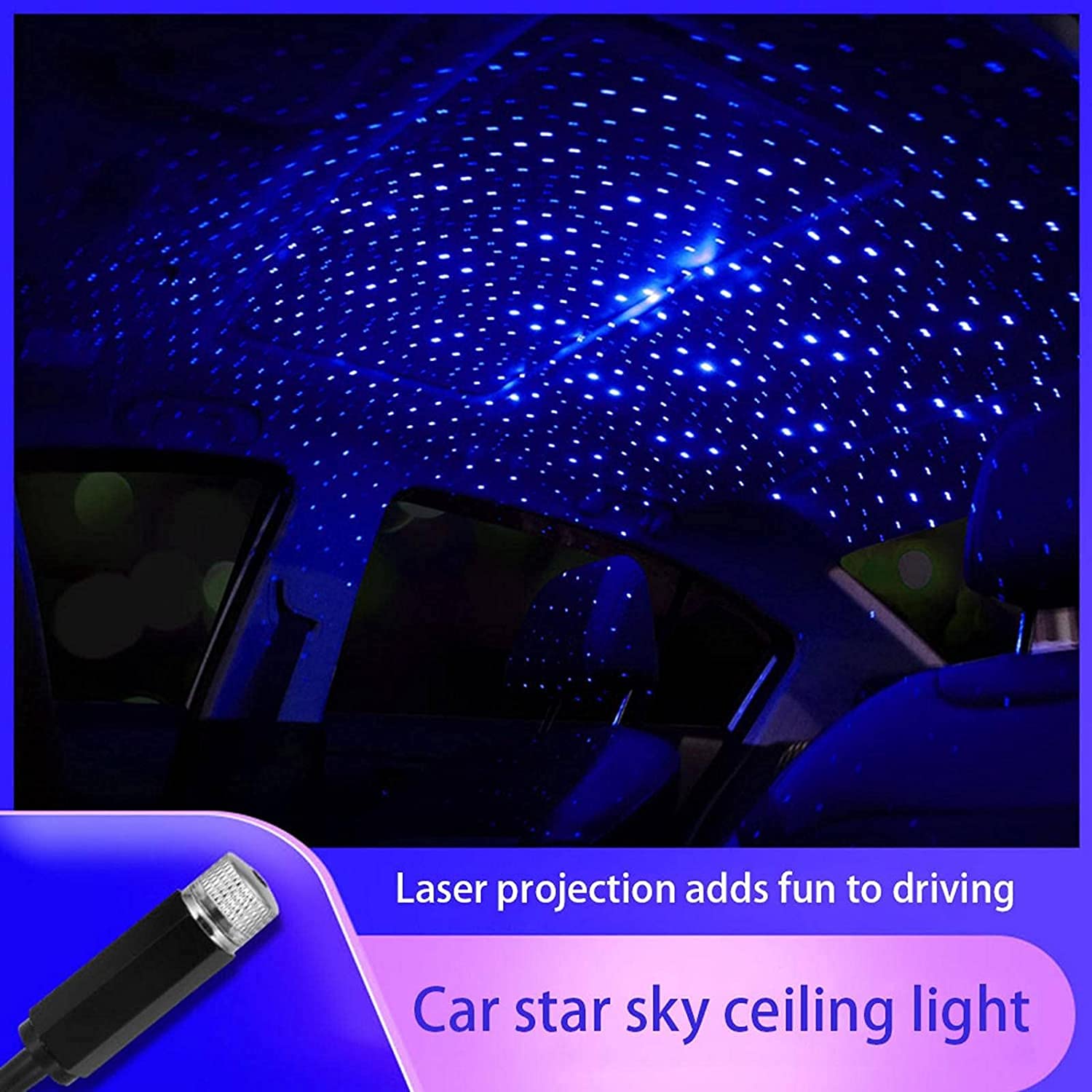 Auto dekoracja na dach, regulowana lampa LED, galaktyka, nastrojowe światło, projektor sufitowy do sypialni, samochodu, sufitu i dekoracji imprezowej (fioletowo-niebieski)