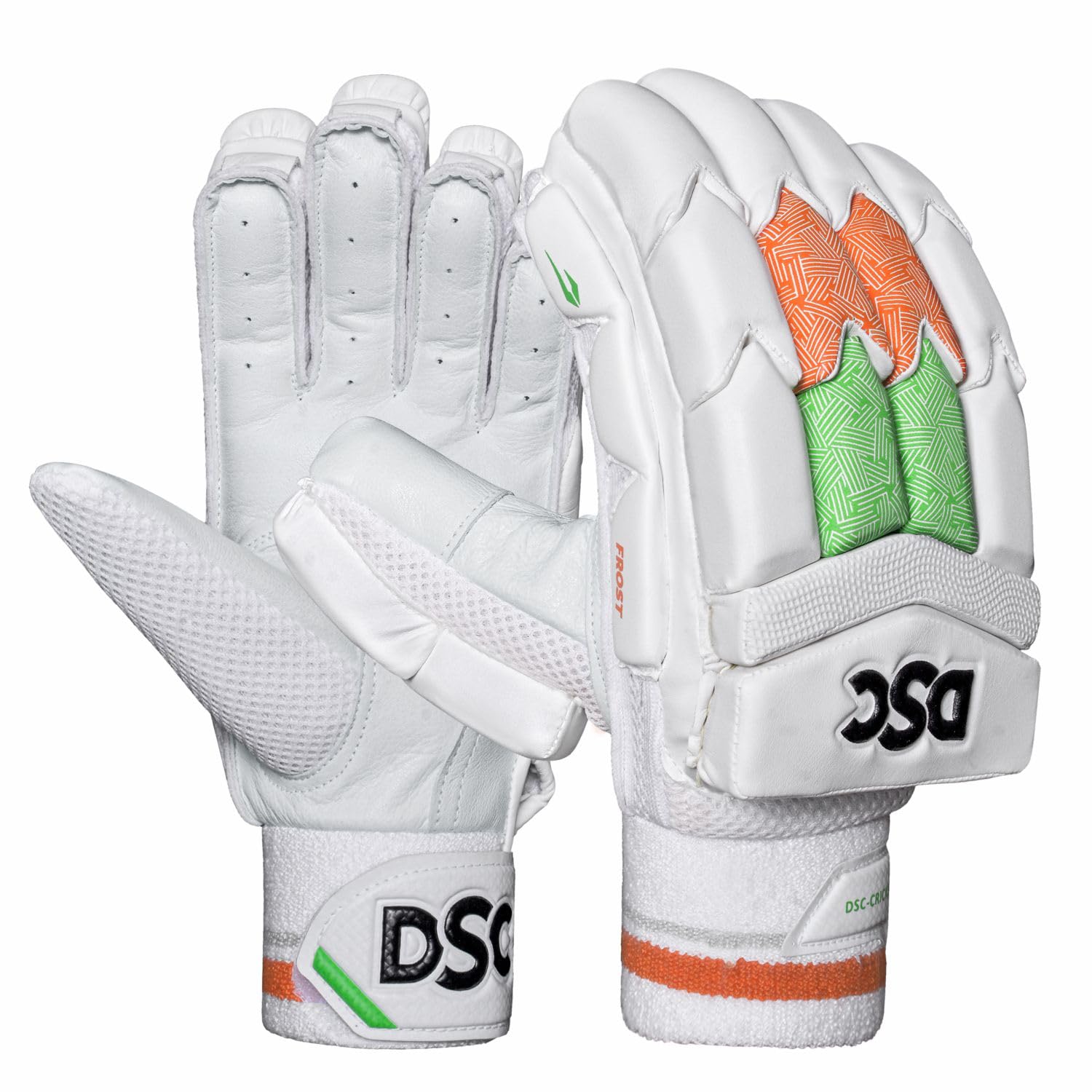 DSC Intense Frost Leather Cricket Batting Gloves, Mens Right (Black White)-image-40