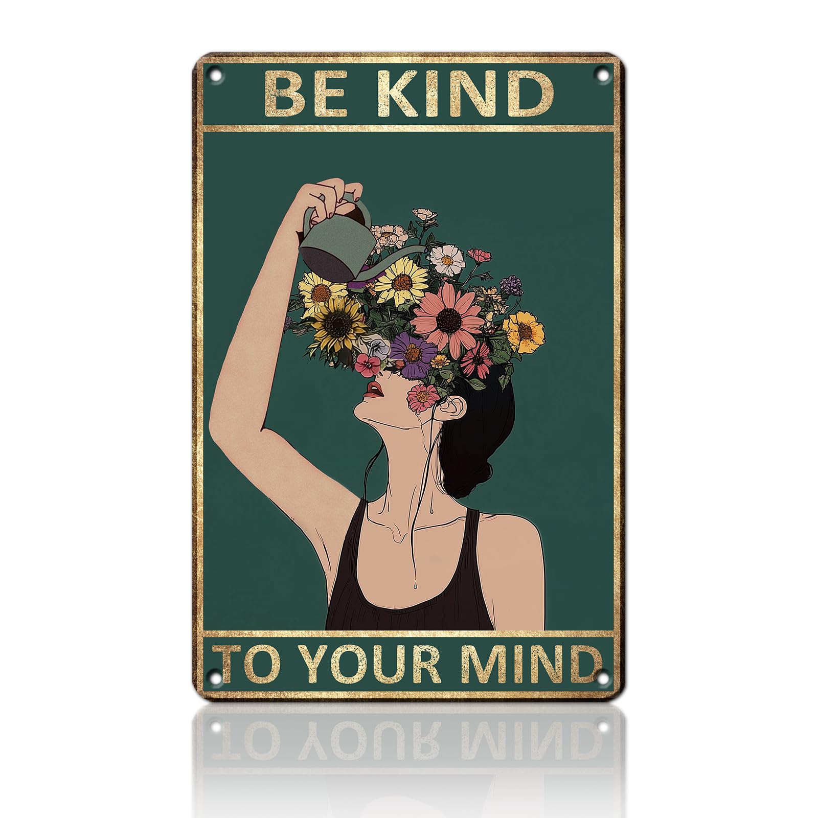 Anceky Be Kind to Your Mind Sign Funny Metal Tin Sign Wall Decor for Home Bar Cafe Kitchen Garage 12×16 Inch