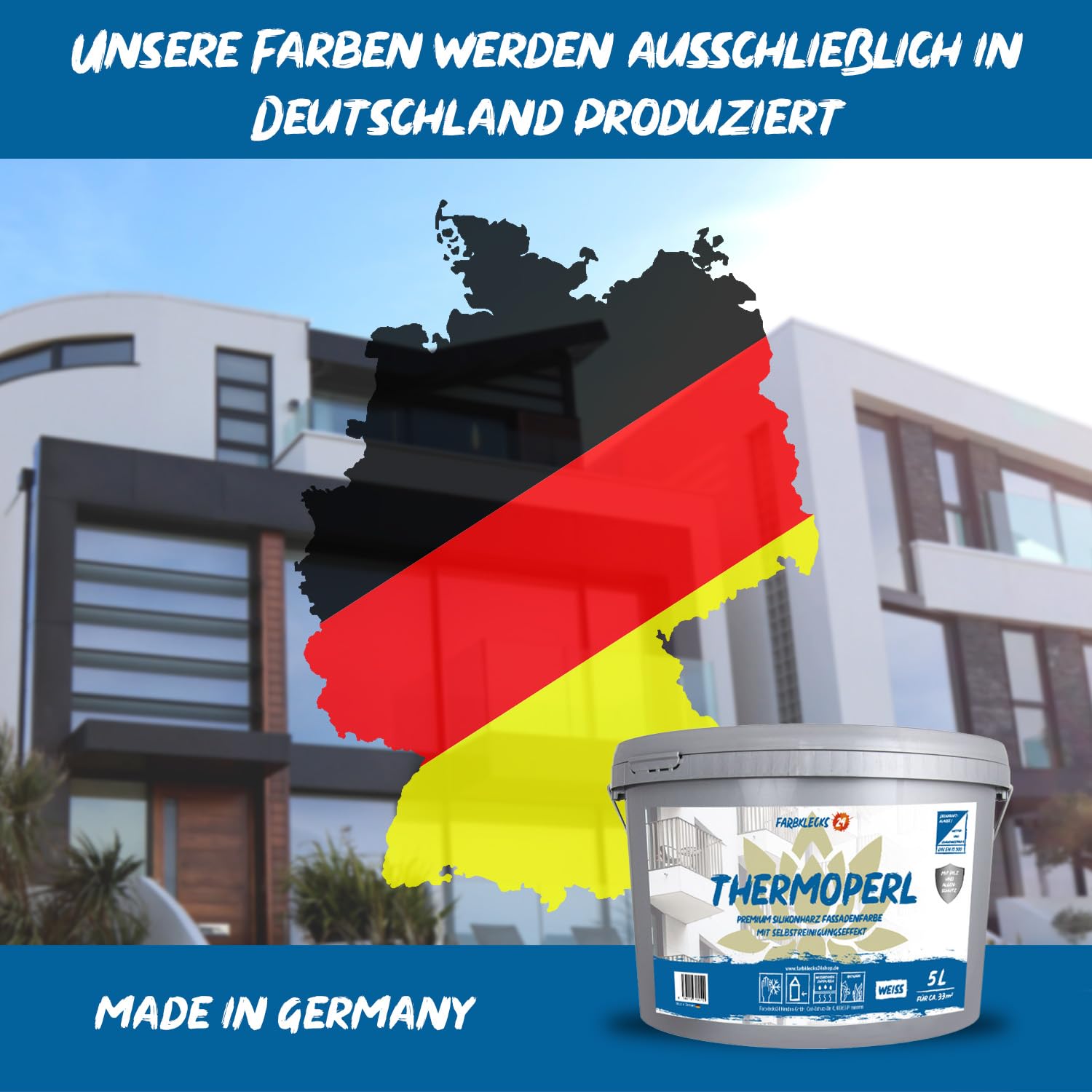 Thermoperl 12,5L (versch. Größen) weiss, Premium Silikonharz Fassadenfarbe mit Selbstreinigungseffekt