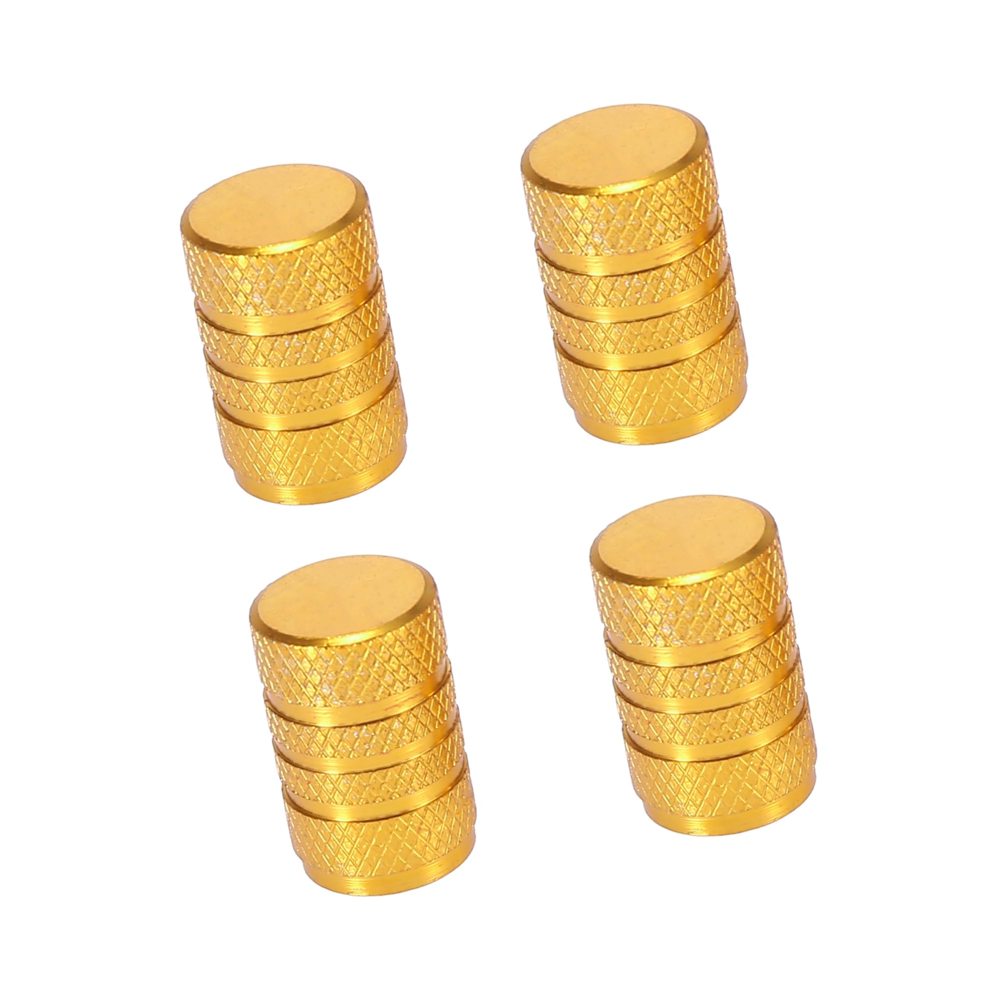4pcs Round Car Tire Valve Stem Caps Tire Valve Dust Covers 7mm Universal Yellow Auto Accessories