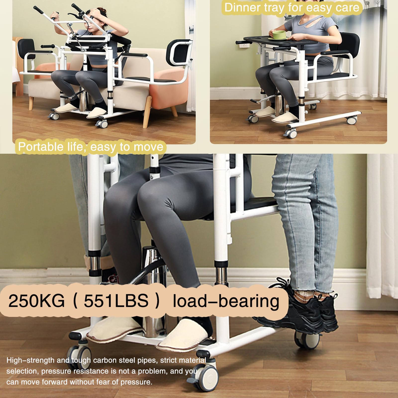 Silla elevadora de Transferencia para Pacientes, Ligera, para Ducha, con Dispositivo de Asistencia para el hogar, para Personas Mayores y discapacitadas,Altura y Ancho