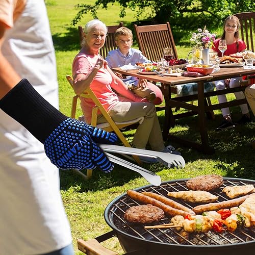 Miniatura 11 de Guantes de barbacoa de alta calidad, guantes de horno extremadamente resistentes al calor de 1472 °F, guantes de parrilla con guantes de horno