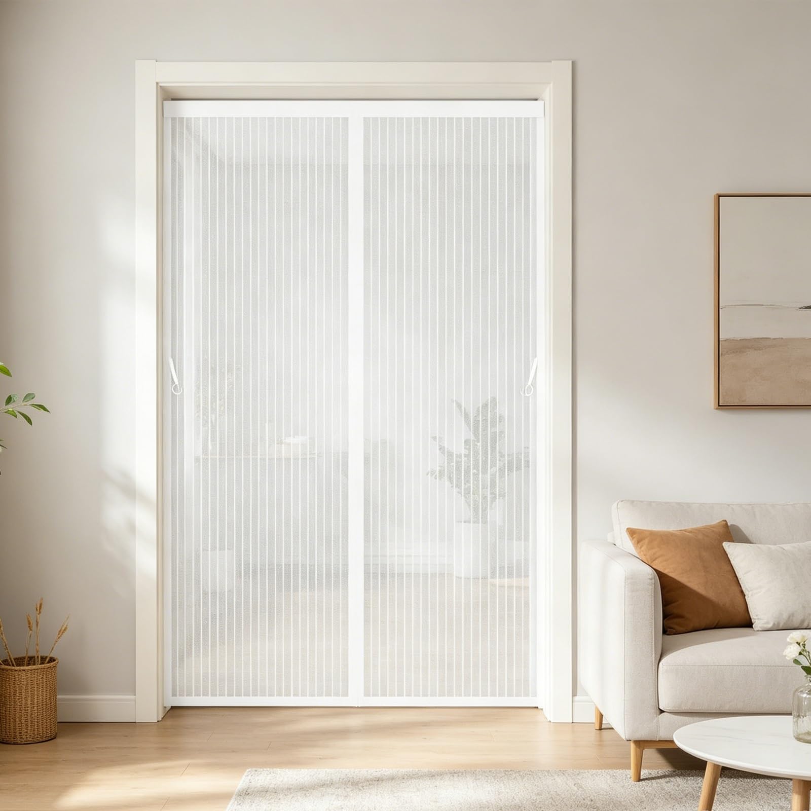 Fly Screens for Doors 160 x 215 cm Hundreds of Sizes, Anti Mosquito Mesh Curtain with Powerful Magnets Magnetic Door Curtains Fly Screen for Living Room Kitchen Patio, White