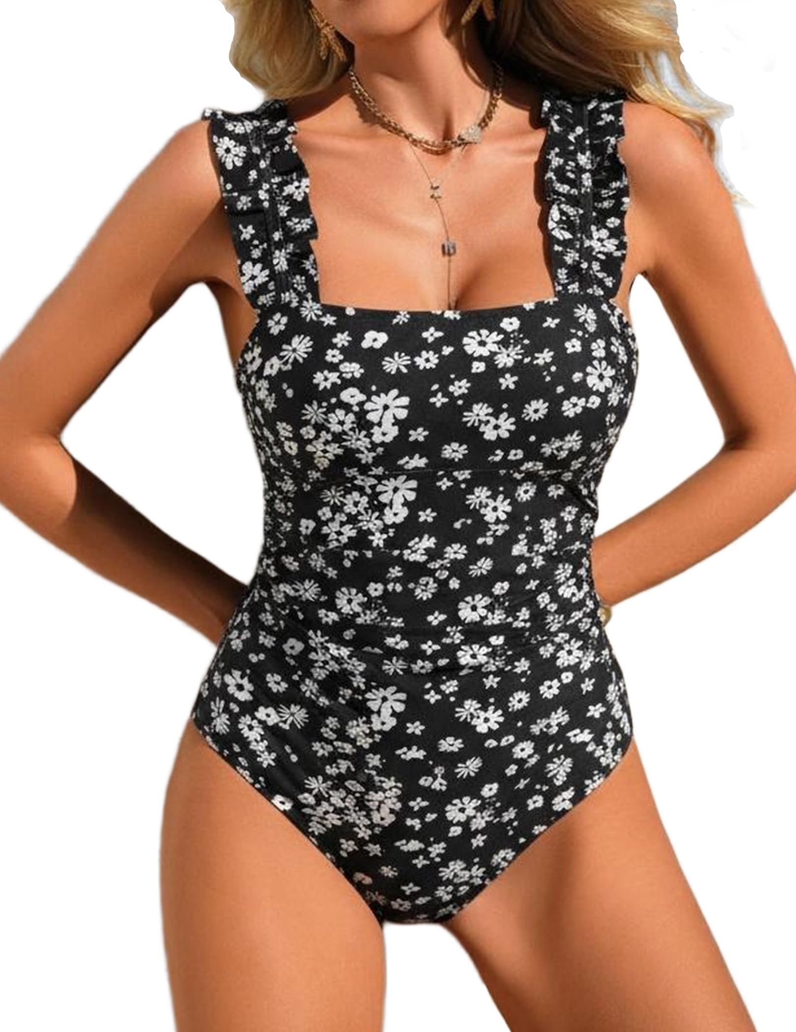 Ekouaer Women's One Piece Swimsuits Tummy Control Bathing Suit