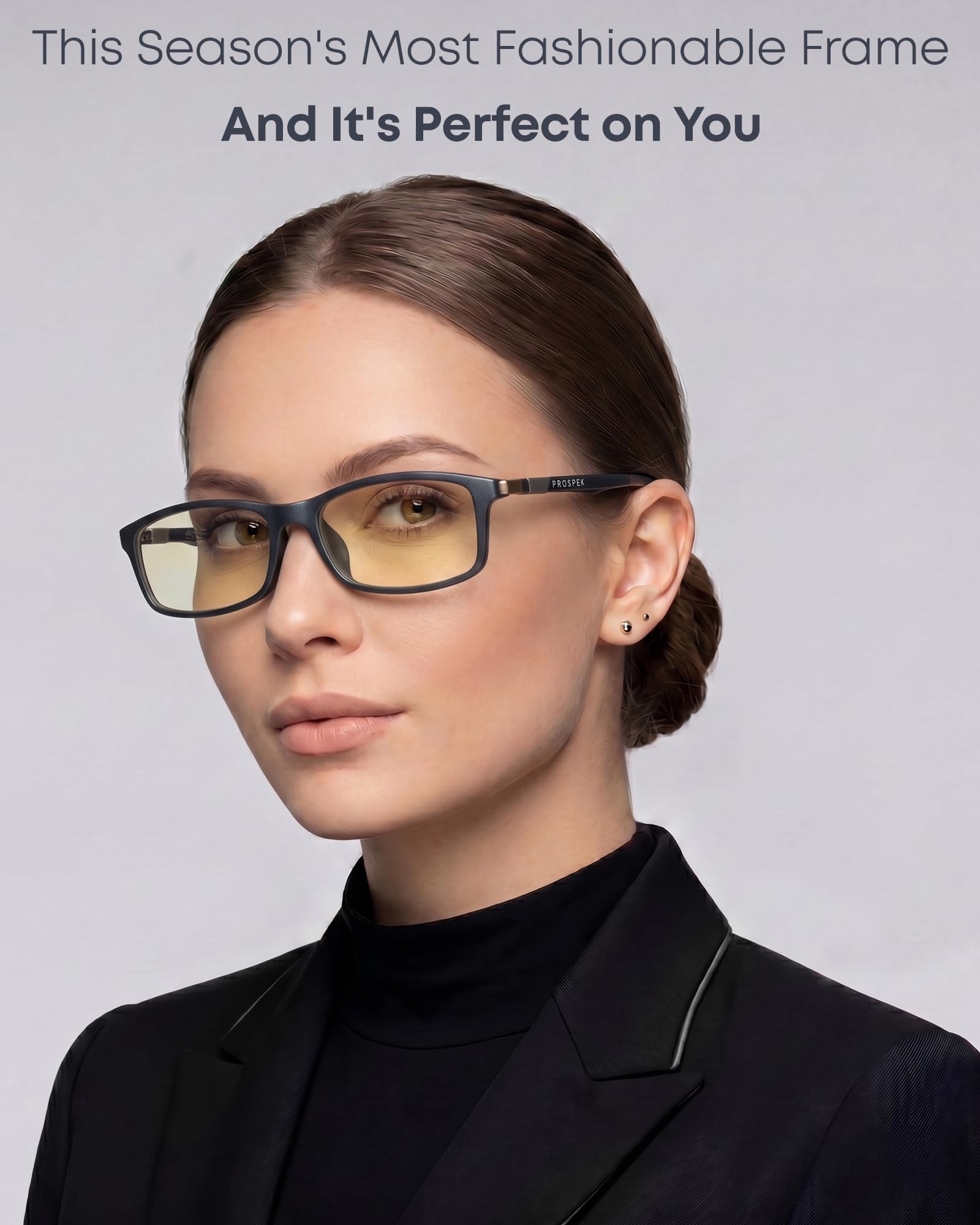 PROSPEK - Gafas para ordenador Premium – Dynamic – Con filtro de luz azul y antirreflejante (+0.00 Dioptrías | Gris | Regular)