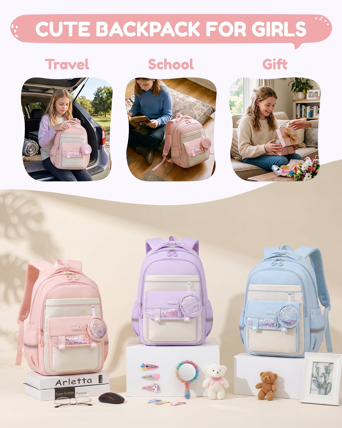 Tanou Mochila Escolar Niña Ergonómica Impermeable 7 a 12 años
