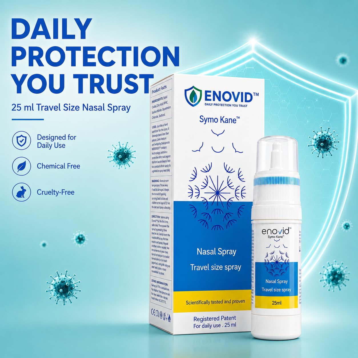 Enovid@ Daily Protection You Trust, Natural and Revolutionary Protection Nasal Spray - 0.845 fl oz, Great for Daily use Travel Size Spray, Chemical Free, Cruelty-Free - Pack of 1 — Amazon image 2