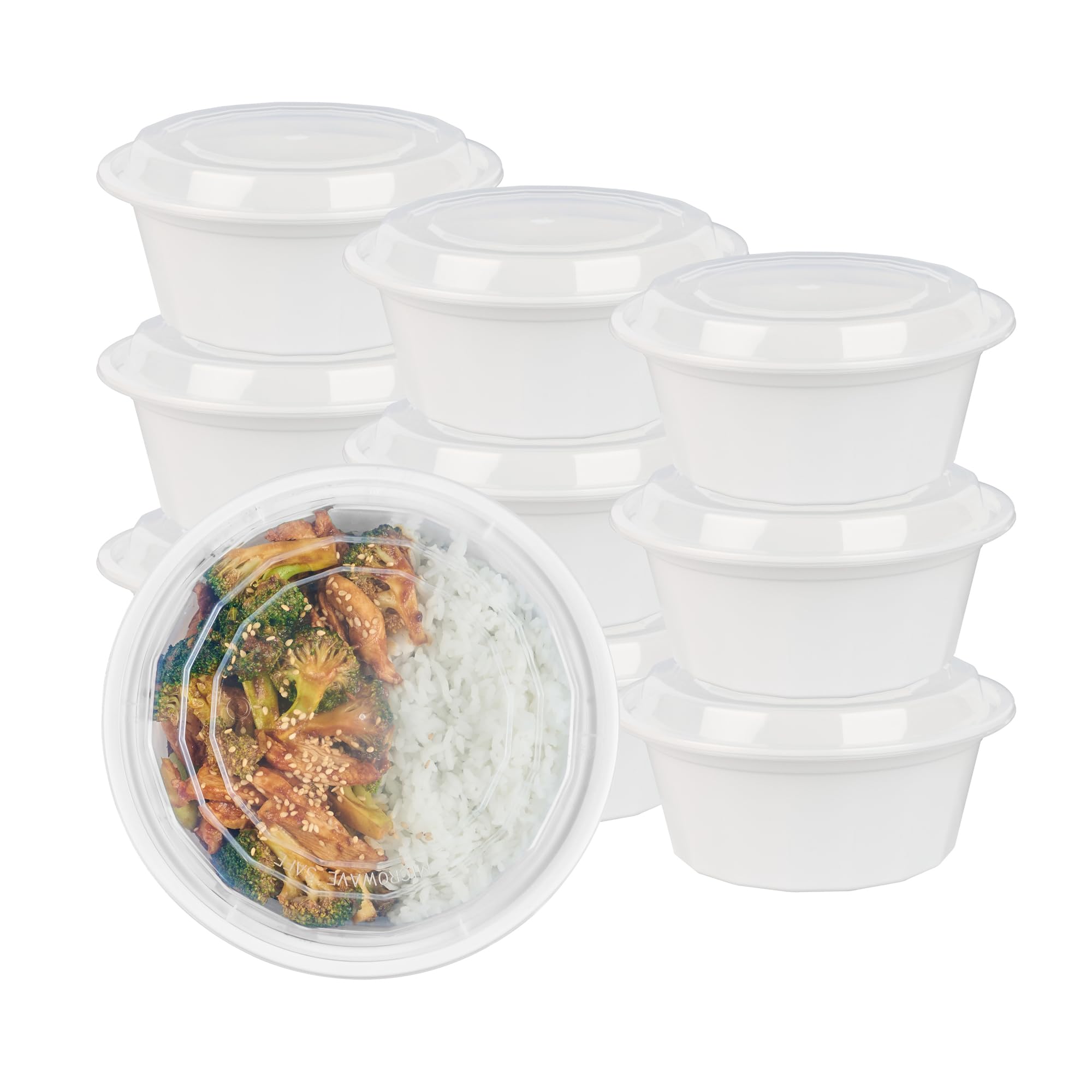Restaurantware 100 Count Asporto Microwavable Collection Round PP To Go Box with Clear Lid