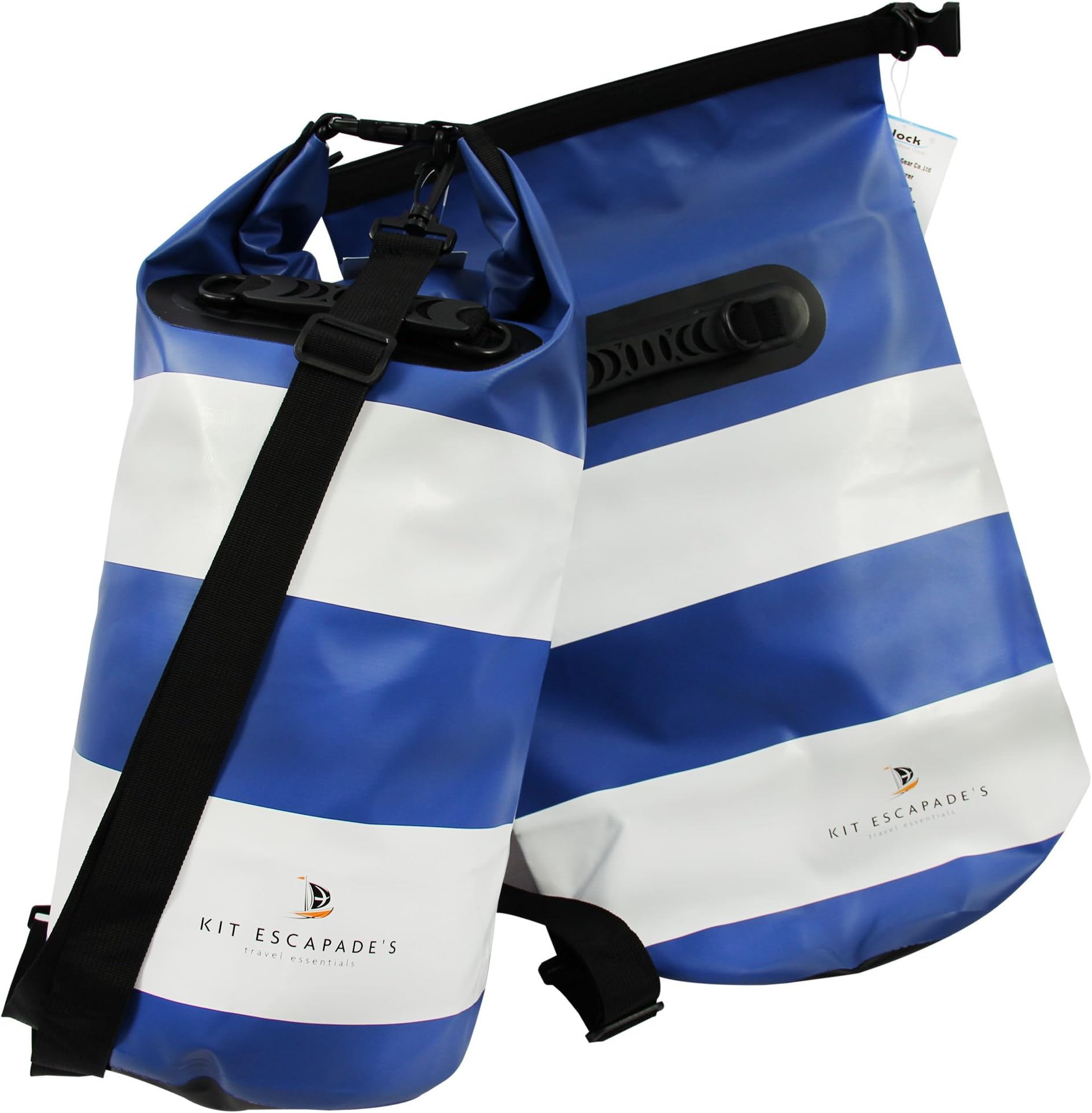 20 Litre Beach Bag and Dry Bag, in a contemporary Nautical look style with Handle and Back Strap.