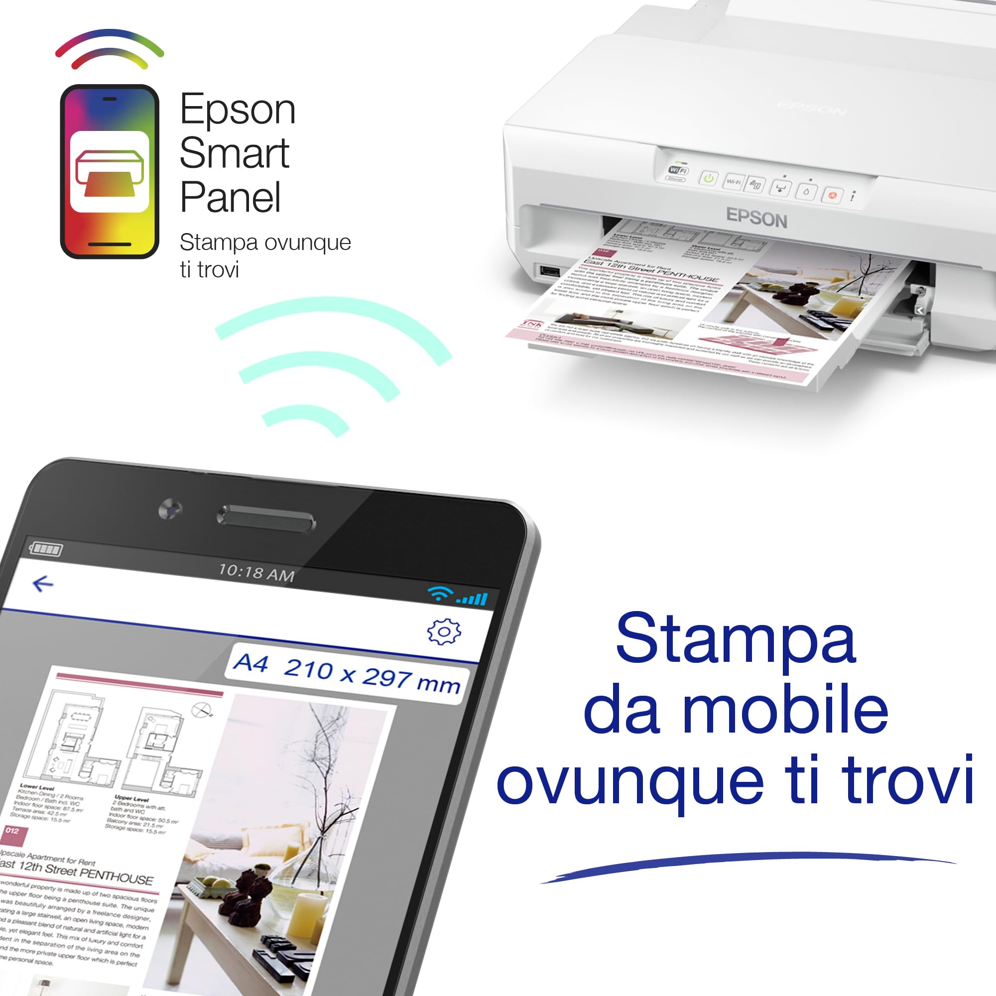 Epson Expression Photo XP-65 Stampante fotografica,Stampa fronte/retro in A4 anche da mobile,Inchiostri Claria Photo HD a 6 colori,Stampe che durano a lungo,Wi-Fi e Wi-Fi Direct,Doppio vassoio carta
