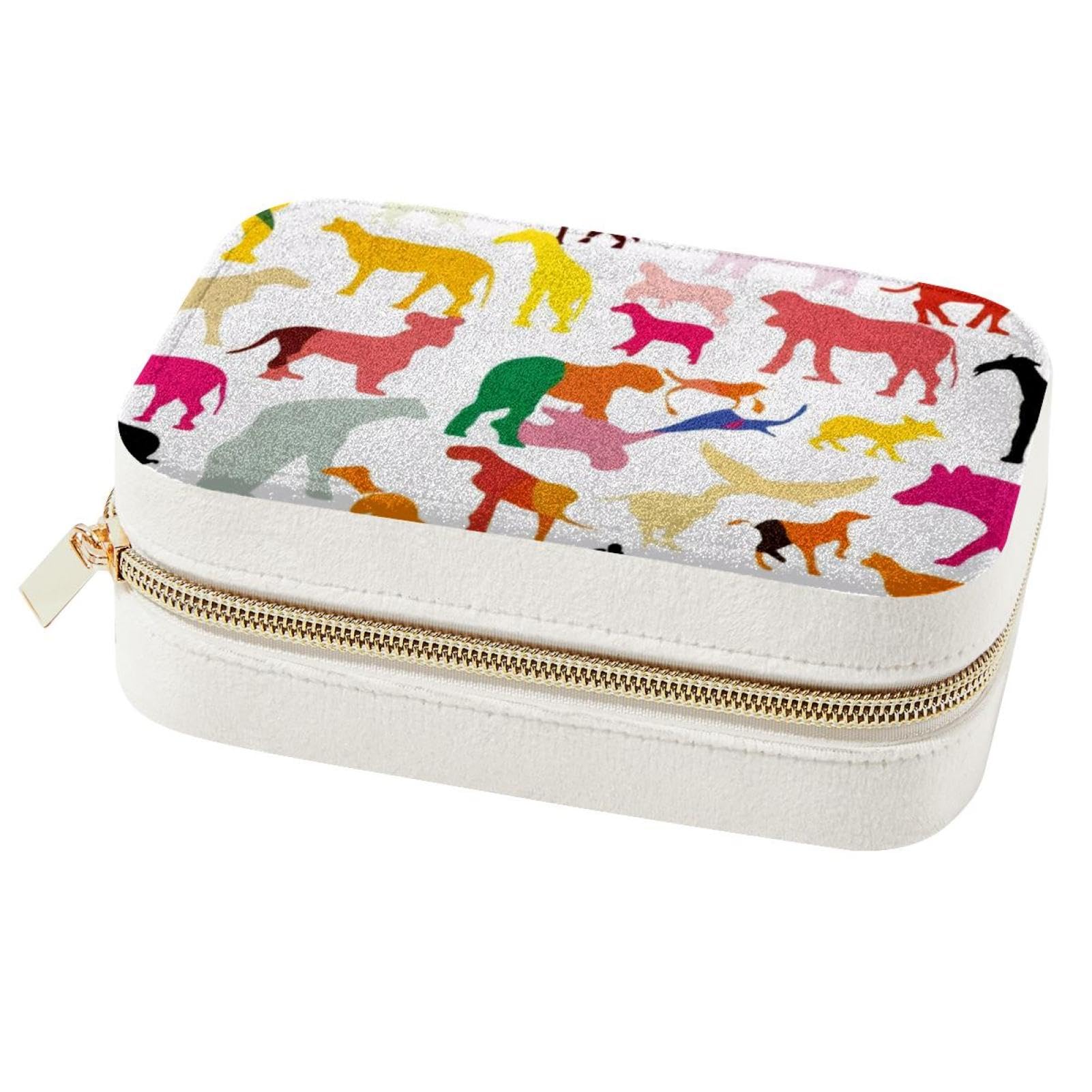 Boîte à bijoux en velours spacieuse avec silhouette d'animal coloré pour voyage
