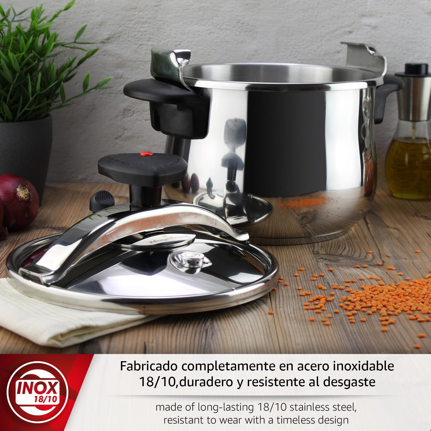 Frigoverre 01OPSTABO08 - Traditional Pump Pressure Cooker Star Model 8 L, Stainless Steel, Multi-Colour, 25.2 cm