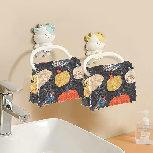 Miniatura 6 de Halloween Pumpkins Set of 6 Absorbent Microfiber Cleaning Towels Kitchen Print Cotton Dish Tea Towels for Countertop Sink