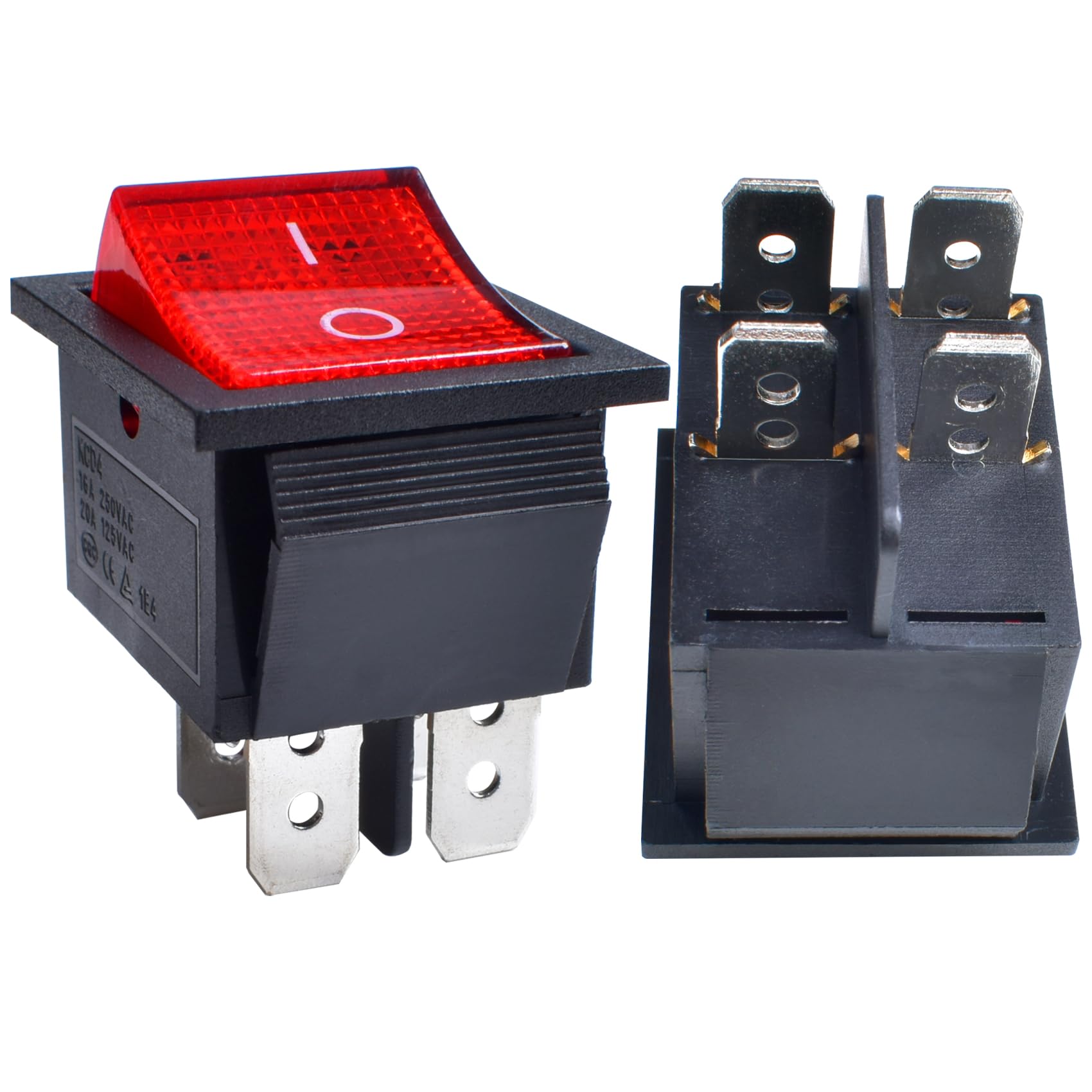 DPST On Off Switch OURUI 2-Pack Rocker Switches - DPST 4-Pin On/Off Red ...