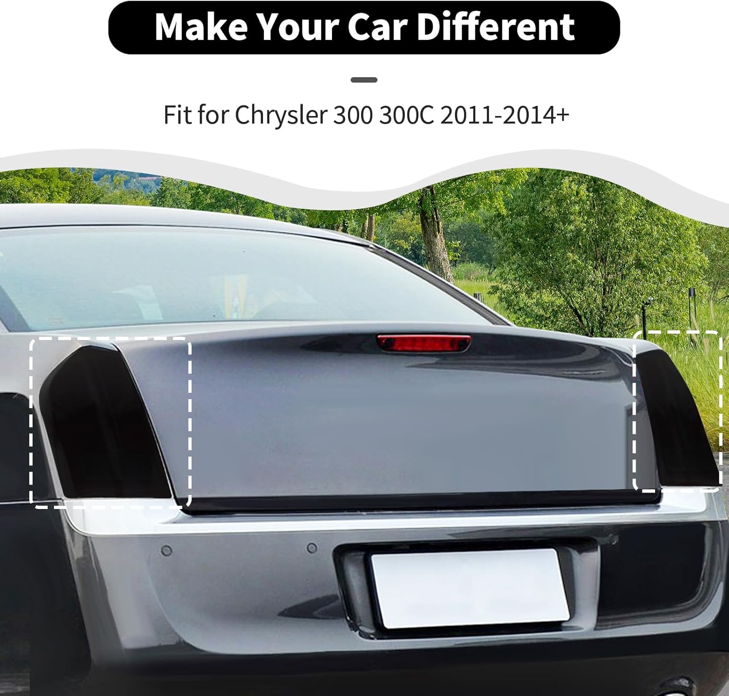 Tail Light Taillight Guard Cover Fit for Chrysler 300 300C 2011-2014+, Rear Light Cover Exterior Accessories,Smoked Black