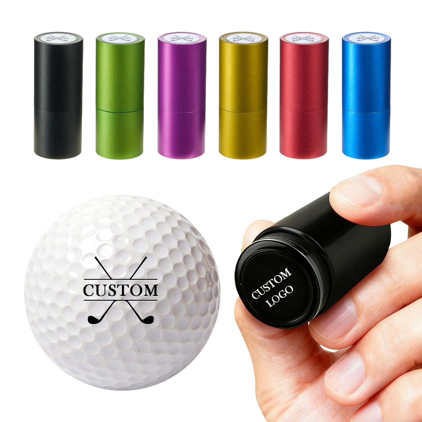 Personalised Golf Ball Stamp, Quick Dry Self Inking Custom Golf Ball Marker with Logo & Name, 5 Color Personalised Stamp for Golf Balls, Gifts for Golfers, Customised Gifts Birthday for Men (Style 1)