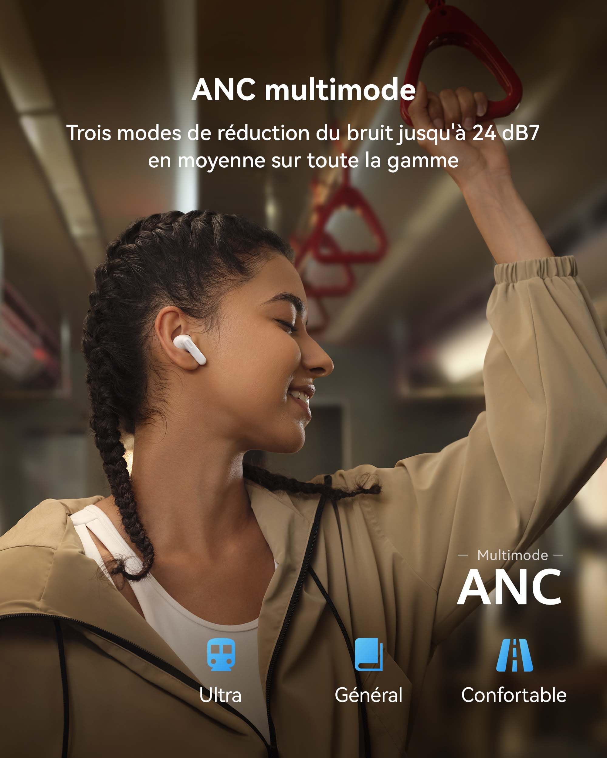 HUAWEI FreeBuds SE 4 ANC, écouteurs Bluetooth, Jusqu’à 50 h d’écoute, ANC multimode, 4,3 g écouteurs Intra-Auriculaires légers, IP54, Bluetooth 5.4, des appels clairs comme de l’Eau de Roche, Blanc